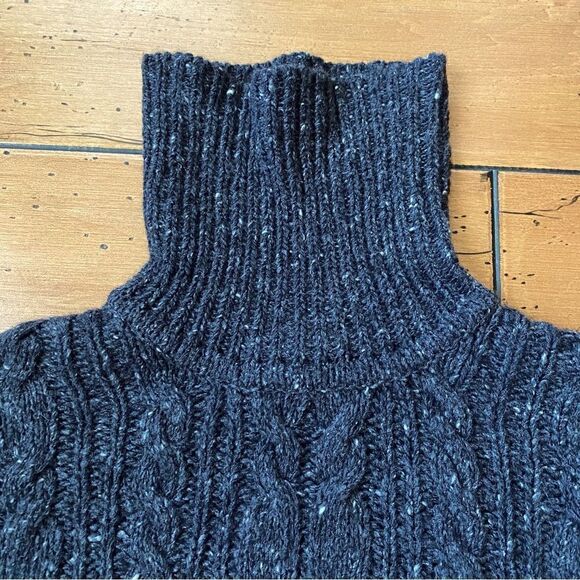 🧥DKNY Heathered Black/Gray Cropped Turtleneck 100% wool - EUC! Petite M - Picture 4 of 9